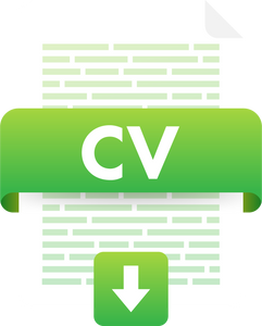 Download CV button. Downloading document concept. File with